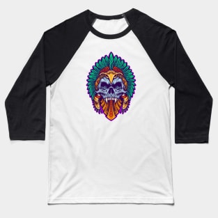 Awesome Aztec Skull Baseball T-Shirt